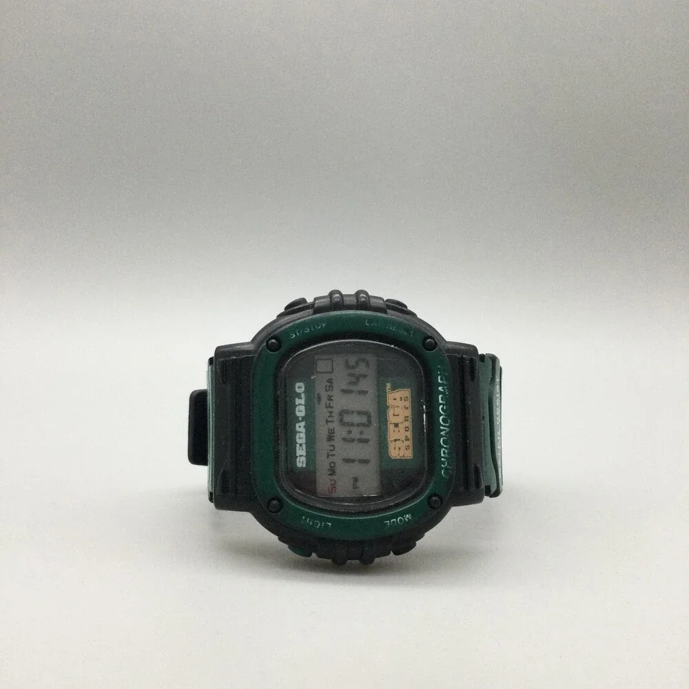 Vintage SEGA-GLO Sega Sports Mens Watch 43mm Digital Chronograph New Battery